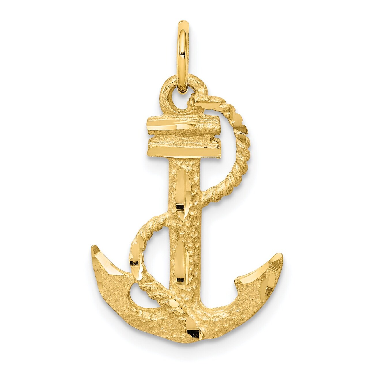10K Yellow Gold Anchor Rope Charm Sailing Jewelry New 25 X 16mm